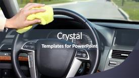  Presentation with car cleaning - Cool new slide set with hand with microfiber cloth cleaning backdrop and a  colored foreground