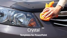  Presentation with car cleaning - Audience pleasing slide deck consisting of hand with microfiber cloth cleaning backdrop and a gray colored foreground