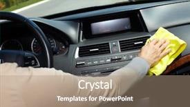  Presentation with car cleaning - Audience pleasing PPT theme consisting of hand with microfiber cloth cleaning backdrop and a coral colored foreground