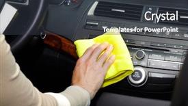  Presentation with car cleaning - Colorful PPT theme enhanced with hand with microfiber cloth cleaning backdrop and a dark gray colored foreground