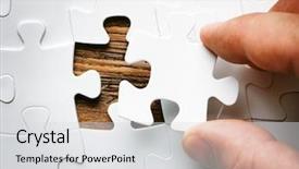  Presentation with jigsaw - Slide deck with 3d gold teamwork - hand with missing jigsaw puzzle background and a light gray colored foreground