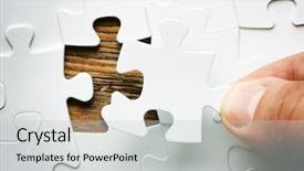  Presentation with jigsaw - Presentation theme consisting of hand with missing jigsaw puzzle background and a light gray colored foreground