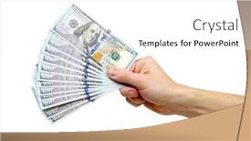  Presentation with money - Slides featuring hand-with-money-isolated background and a white colored foreground