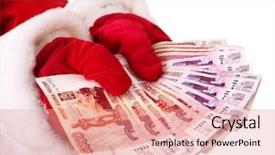  Presentation with russian - Audience pleasing PPT layouts consisting of hand with money russian rouble backdrop and a  colored foreground