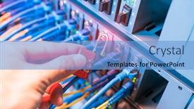  Presentation with data protection - PPT theme featuring hand-with-network-and-data background and a light blue colored foreground