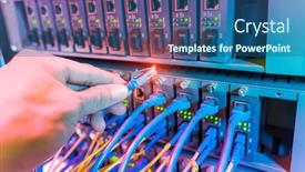  Presentation with datacenter - Presentation theme consisting of hand-with-network-cables-connected background and a ocean colored foreground