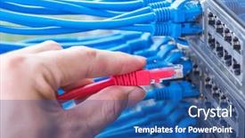  Presentation with servers - Slide deck consisting of hand with network cables connected background and a ocean colored foreground