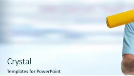  Presentation with painting - PPT theme with hand with painting roller background and a cool aqua colored foreground