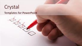  Presentation with healthcare plan do check act - Slide set enhanced with hand with pen and check background and a lemonade colored foreground