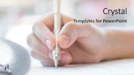  Presentation with application - Audience pleasing PPT theme consisting of pen over application form backdrop and a lemonade colored foreground