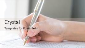  Presentation with application - Presentation design with pen over application form background and a lemonade colored foreground