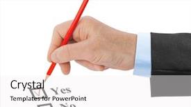  Presentation with boxes - Theme enhanced with hand with pencil and check background and a white colored foreground