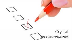  Presentation with boxes - Beautiful presentation theme featuring hand with pencil and check backdrop and a white colored foreground