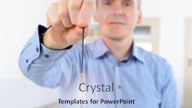  Presentation with cyber security tool description brief - Presentation having hand-with-pendulum-tool background and a light blue colored foreground