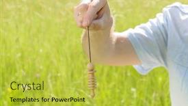  Presentation with pendulum clock - Presentation design featuring hand-with-pendulum-tool background and a yellow colored foreground