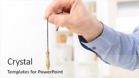  Presentation with pendulum clock - Slides consisting of hand with pendulum tool background and a white colored foreground