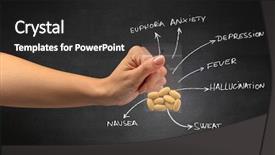  Presentation with umbrella and plastic bag - PPT theme enhanced with hand with pills in plastic background and a dark gray colored foreground