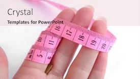  Presentation with tape measure - Beautiful PPT layouts featuring hand-with-pink-tape-measure backdrop and a coral colored foreground