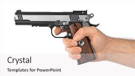  Presentation with gun - Beautiful PPT theme featuring hand with pistol isolated backdrop and a white colored foreground