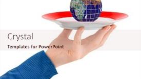  Presentation with white plate - Slide deck enhanced with hand-with-plate-and-globe background and a lemonade colored foreground