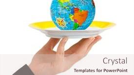  Presentation with white plate - Audience pleasing presentation theme consisting of hand-with-plate-isolated backdrop and a lemonade colored foreground