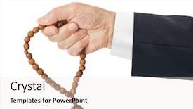  Presentation with prayer - Colorful PPT theme enhanced with hand with prayer beads isolated backdrop and a white colored foreground