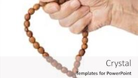  Presentation with prayer - Audience pleasing presentation theme consisting of hand with prayer beads isolated on white background backdrop and a white colored foreground