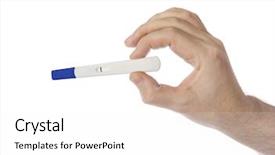  Presentation with pregnancy holistic - Theme having hand with pregnancy test isolated background and a white colored foreground