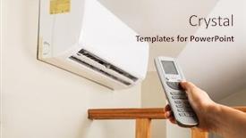  Presentation with conditioner - Presentation theme featuring light ventilation - hand with remote control directed background and a lemonade colored foreground