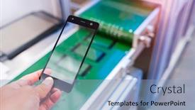  Presentation with robotic - Slide deck with hand-with-robotic-screen-protector background and a light blue colored foreground