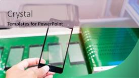  Presentation with robotic - Colorful presentation enhanced with hand-with-robotic-screen-protector backdrop and a soft green colored foreground