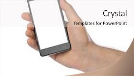  Presentation with news - Beautiful slide set featuring hand with smartphone isolated backdrop and a white colored foreground