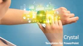  Presentation with arthritis medical examination medicine health - Colorful PPT theme enhanced with hand with smartwatch and health backdrop and a teal colored foreground