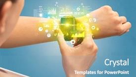  Presentation with medical hand - Cool new presentation design with hand with smartwatch and health backdrop and a  colored foreground