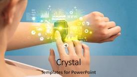  Presentation with medical healt - Presentation with hand with smartwatch and health background and a  colored foreground