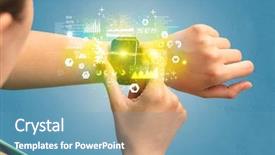  Presentation with medical hand - Slide deck with hand with smartwatch and health background and a teal colored foreground