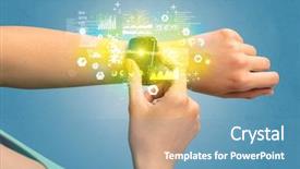  Presentation with medical hand - Beautiful PPT layouts featuring hand with smartwatch and health backdrop and a teal colored foreground