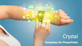  Presentation with medical hand - Colorful theme enhanced with hand with smartwatch and health backdrop and a teal colored foreground