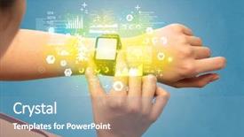  Presentation with medical hand - PPT theme having hand with smartwatch and health background and a teal colored foreground