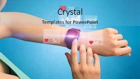  Presentation with digital health - Colorful slides enhanced with hand with smartwatch and health backdrop and a light blue colored foreground