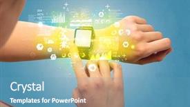  Presentation with medical hand - Slide deck having hand with smartwatch and health background and a teal colored foreground