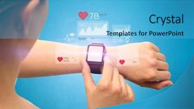  Presentation with smartwatch - Presentation featuring hand with smartwatch and health background and a light blue colored foreground