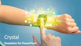  Presentation with medical hand - Cool new presentation with hand with smartwatch and health backdrop and a teal colored foreground