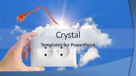  Presentation with sky - Presentation design having hand with socket and plug background and a light blue colored foreground