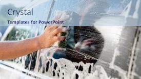  Presentation with hand washing - Beautiful slide set featuring hand-with-sponge-and-foam backdrop and a light blue colored foreground