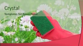  Presentation with dirt dirt texture dirty - Cool new presentation theme with hand with sponge cleaning dirty backdrop and a mint green colored foreground