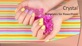  Presentation with colorful impressionist style artistic color - Cool new presentation theme with hand with stylish colorful nail backdrop and a coral colored foreground