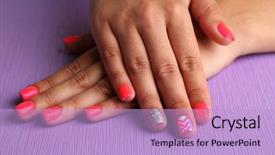  Presentation with nails - Theme having hand with stylish colorful nail background and a light blue colored foreground