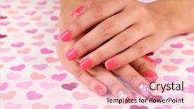  Presentation with nail - PPT theme consisting of hand with stylish colorful nail background and a lemonade colored foreground