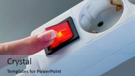  Presentation with power - Cool new theme with hand with switch for power backdrop and a light blue colored foreground